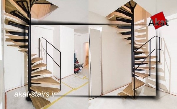 پله اسپیرال چوبی