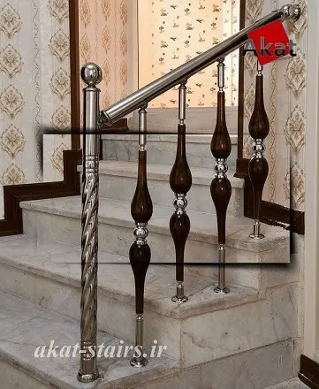 نرده استیل پایه اشکی قهوه ای