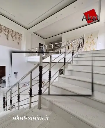 نرده استیل تک چوب خراطی