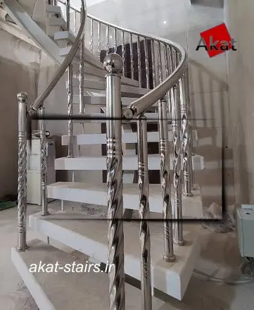 نرده استیل گرد, نرده استیل پله دوبلکس حول محور
