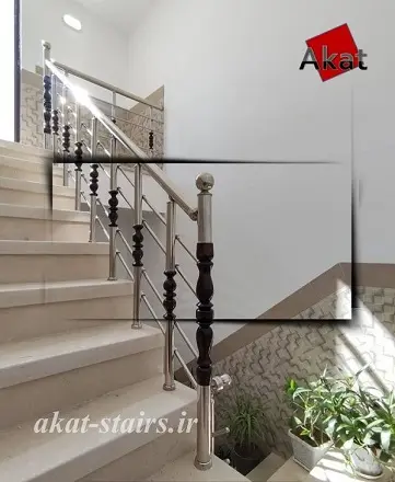 نرده استیل پایه تک چوب دو سر گلابی