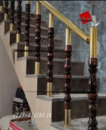نرده استیل و چوب
